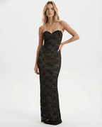Sukienka maxi bez ramiączek – odpinane rękawy, wieczorowa - Arkadya Outlet - Women Maxi Dress