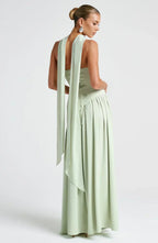 Sukienka maxi damska bez ramiączek – rozcięcie - Arkadya Outlet - Women Maxi Dress