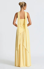 Sukienka maxi damska bez ramiączek – rozcięcie - Arkadya Outlet - Women Maxi Dress