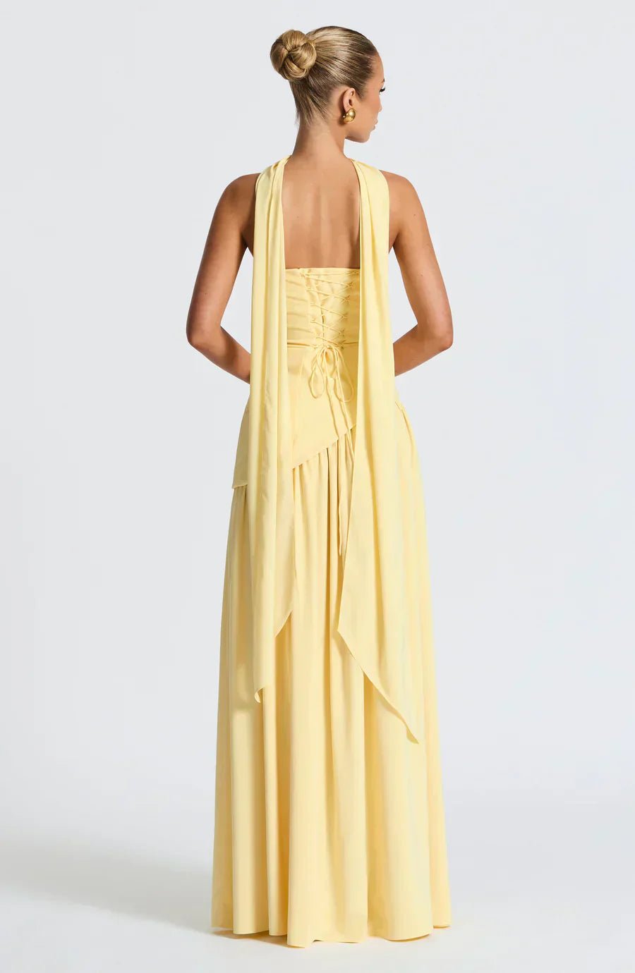 Sukienka maxi damska bez ramiączek – rozcięcie - Arkadya Outlet - Women Maxi Dress