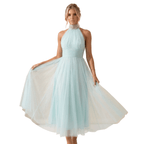 Sukienka maxi damska bez rękawów – dekolt halter - Arkadya Outlet - Women Maxi Dress