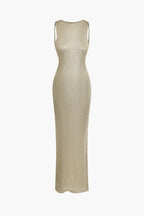 Sukienka maxi damska – odkryte plecy, wycięcia - Arkadya Outlet - Women Maxi Dress