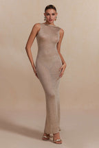 Sukienka maxi damska – odkryte plecy, wycięcia - Arkadya Outlet - Women Maxi Dress