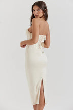 Sukienka maxi gorsetowa bez ramiączek - Arkadya Outlet - Women Maxi Dress