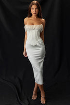 Sukienka maxi gorsetowa bez ramiączek - Arkadya Outlet - Women Maxi Dress