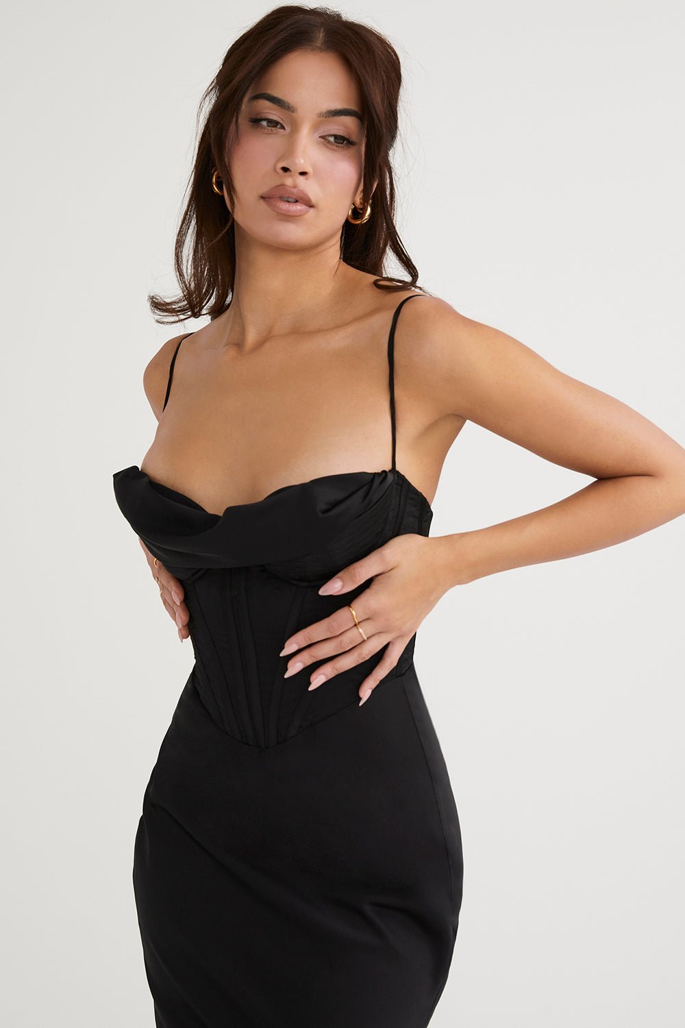 Sukienka maxi gorsetowa bez rękawów - Arkadya Outlet - Women Maxi Dress
