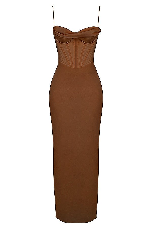 Sukienka maxi gorsetowa bez rękawów - Arkadya Outlet - Women Maxi Dress