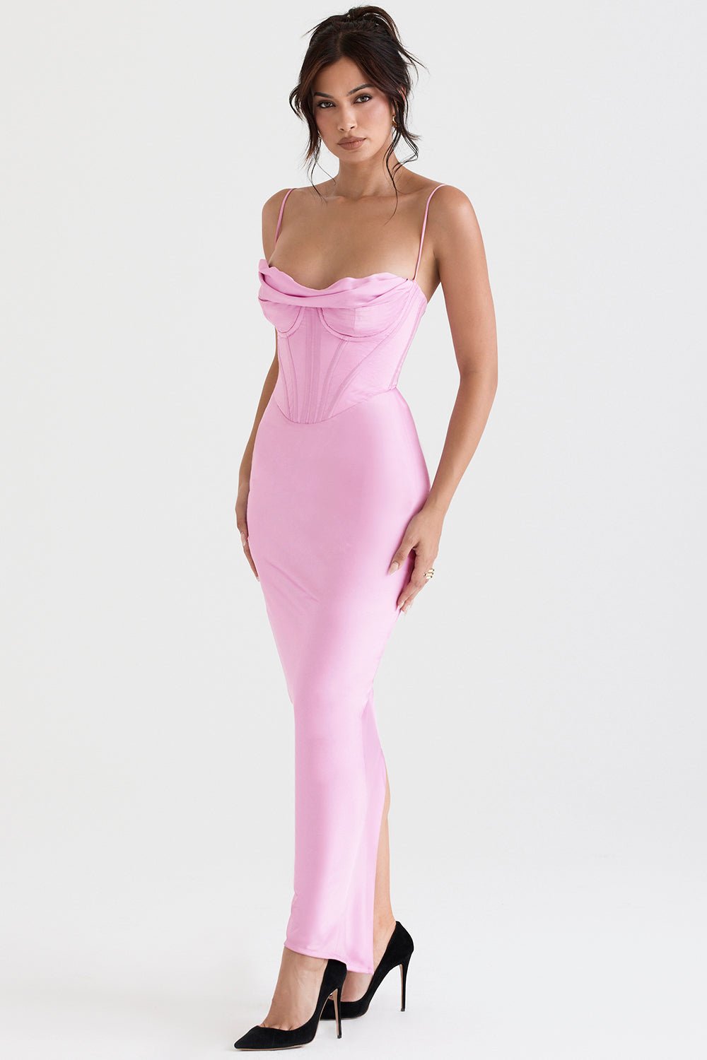 Sukienka maxi gorsetowa bez rękawów - Arkadya Outlet - Women Maxi Dress