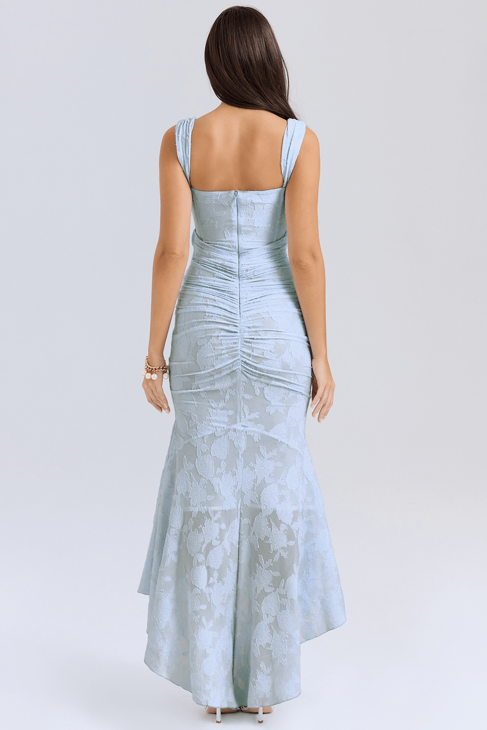 Sukienka maxi gorsetowa z asymetrycznym dołem - Arkadya Outlet - Women Maxi Dress