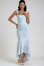 Sukienka maxi gorsetowa z asymetrycznym dołem - Arkadya Outlet - Women Maxi Dress