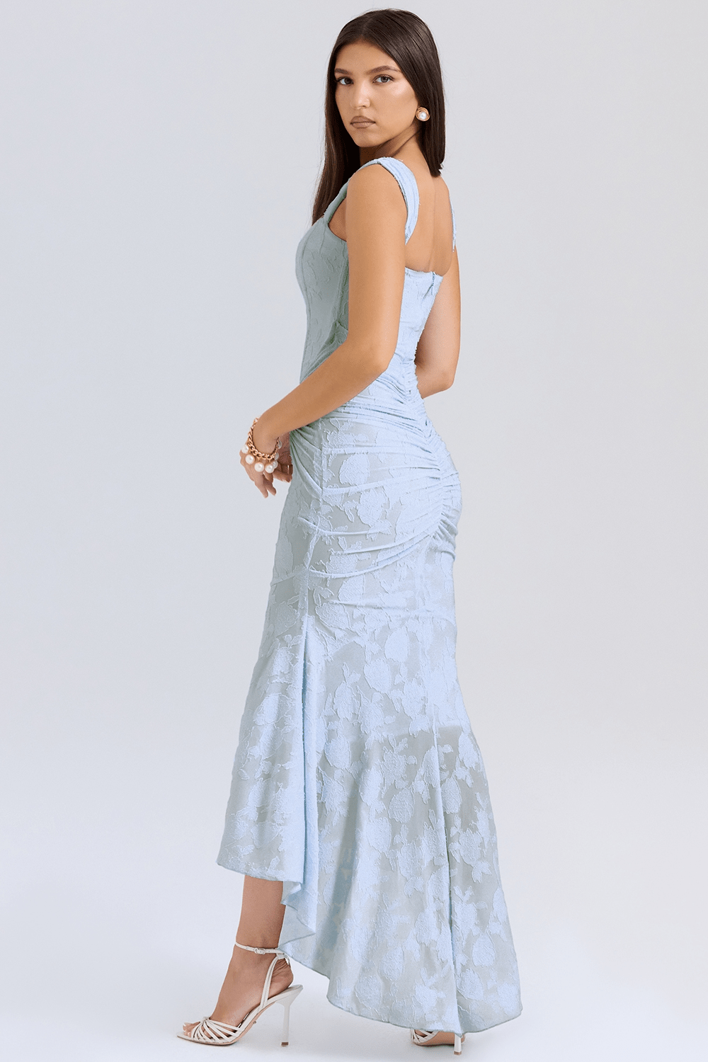 Sukienka maxi gorsetowa z asymetrycznym dołem - Arkadya Outlet - Women Maxi Dress