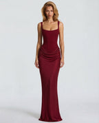 Sukienka maxi gorsetowa z drapowaniem - Arkadya Outlet - Women Maxi Dress