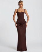 Sukienka maxi gorsetowa z drapowaniem - Arkadya Outlet - Women Maxi Dress