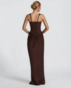 Sukienka maxi gorsetowa z drapowaniem - Arkadya Outlet - Women Maxi Dress