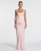 Sukienka maxi gorsetowa z drapowaniem - Arkadya Outlet - Women Maxi Dress