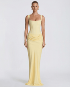 Sukienka maxi gorsetowa z drapowaniem - Arkadya Outlet - Women Maxi Dress