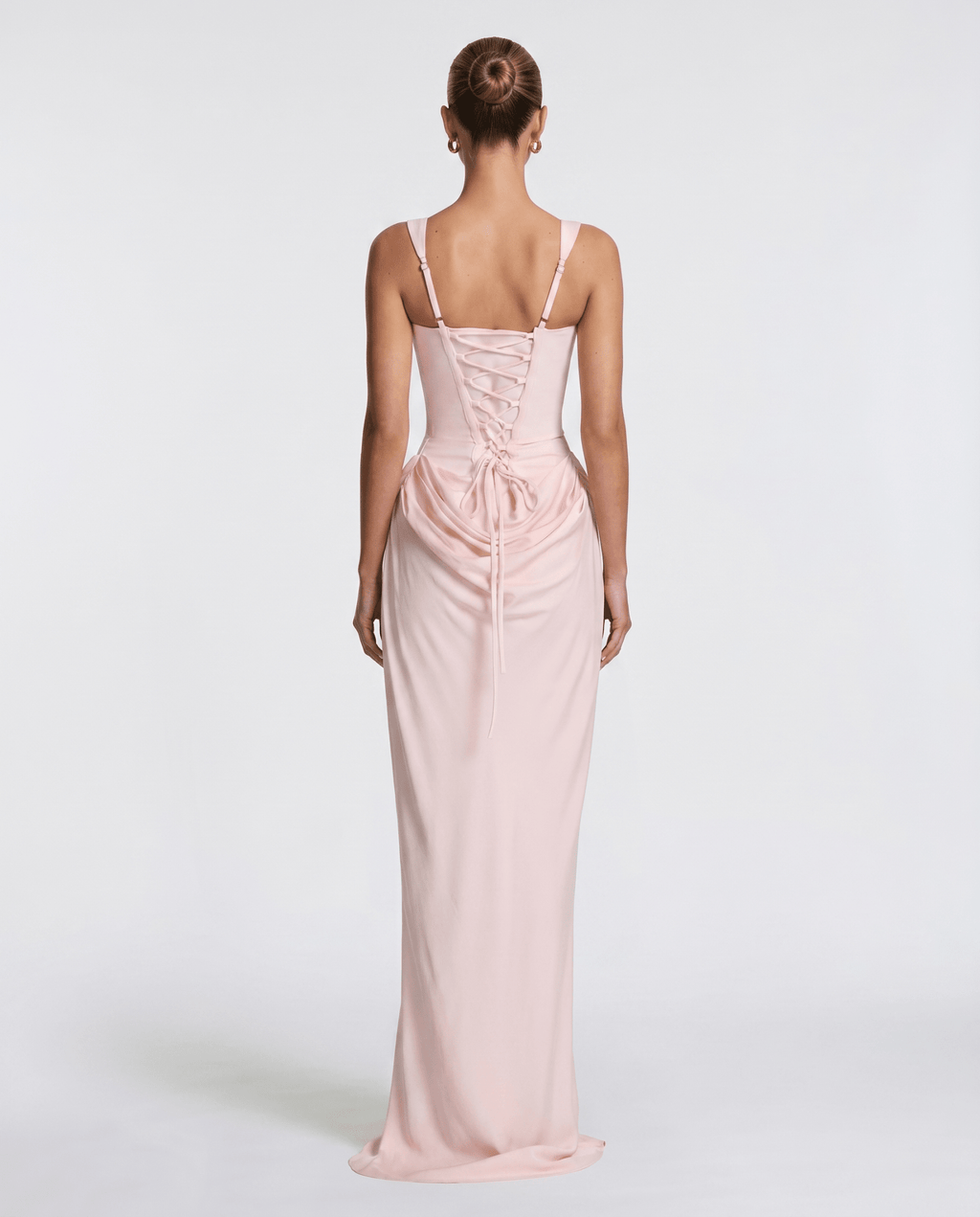 Sukienka maxi gorsetowa z drapowaniem - Arkadya Outlet - Women Maxi Dress