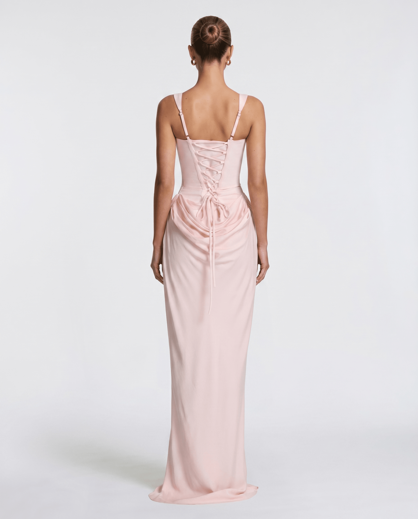 Sukienka maxi gorsetowa z drapowaniem - Arkadya Outlet - Women Maxi Dress