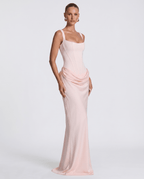 Sukienka maxi gorsetowa z drapowaniem - Arkadya Outlet - Women Maxi Dress