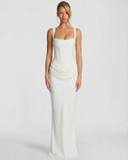 Sukienka maxi gorsetowa z drapowaniem - Arkadya Outlet - Women Maxi Dress