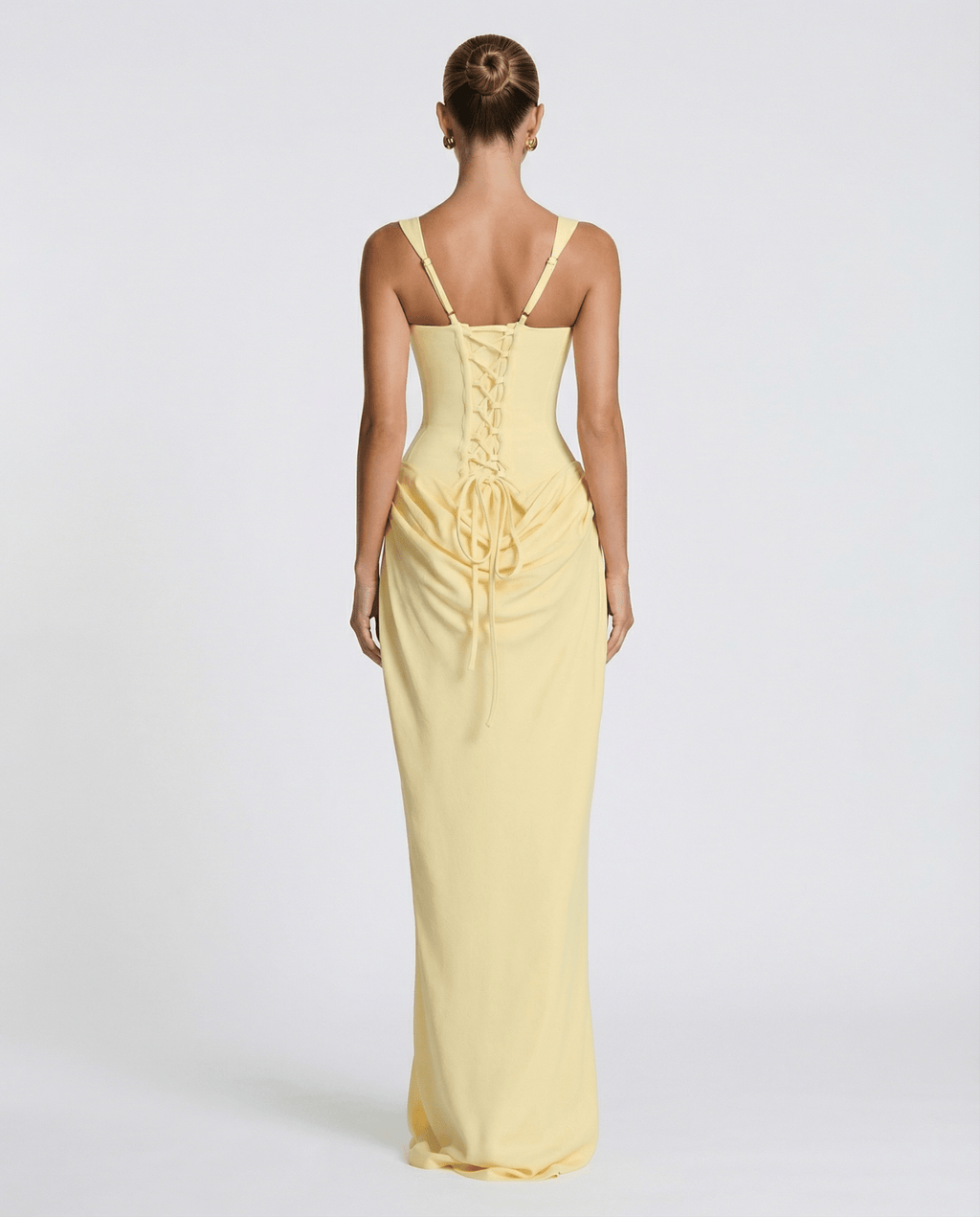 Sukienka maxi gorsetowa z drapowaniem - Arkadya Outlet - Women Maxi Dress