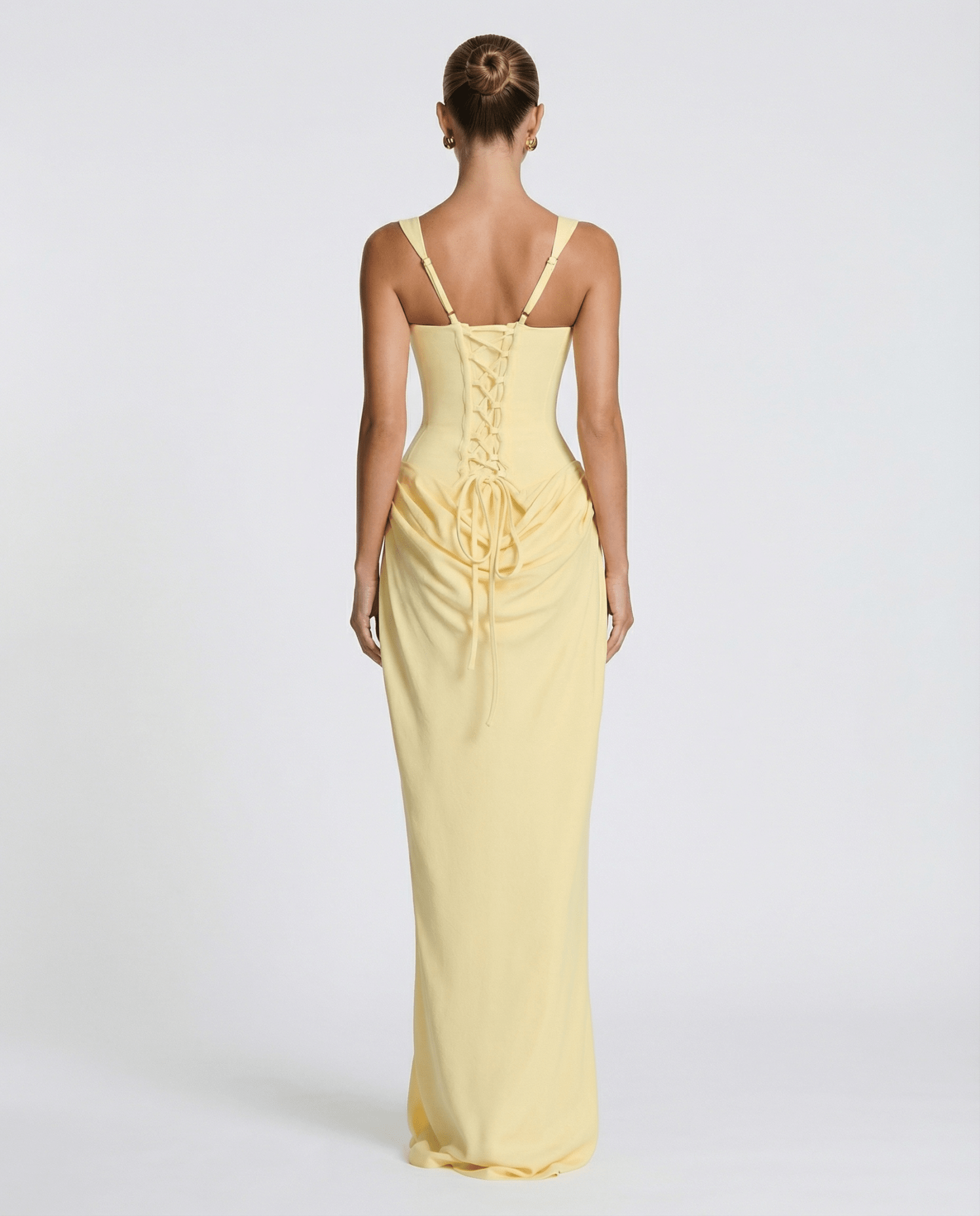 Sukienka maxi gorsetowa z drapowaniem - Arkadya Outlet - Women Maxi Dress