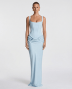 Sukienka maxi gorsetowa z drapowaniem - Arkadya Outlet - Women Maxi Dress