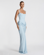 Sukienka maxi gorsetowa z drapowaniem - Arkadya Outlet - Women Maxi Dress