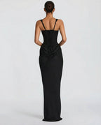 Sukienka maxi gorsetowa z drapowaniem - Arkadya Outlet - Women Maxi Dress