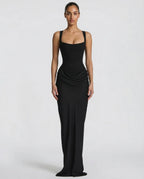 Sukienka maxi gorsetowa z drapowaniem - Arkadya Outlet - Women Maxi Dress