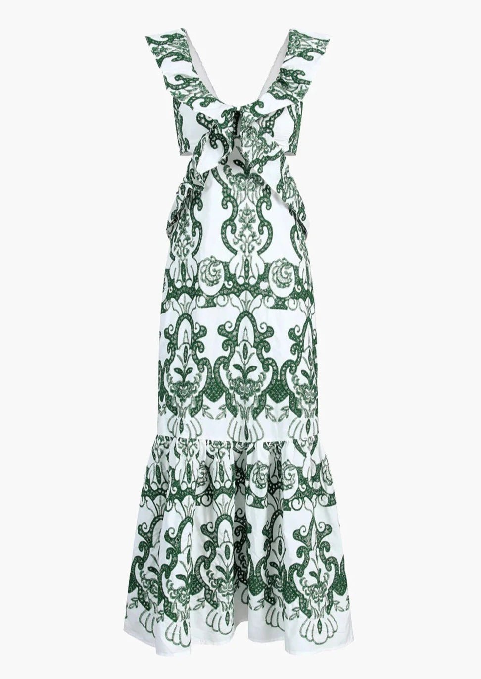 Sukienka maxi haftowana z głębokim dekoltem - Arkadya Outlet - Women Maxi Dress