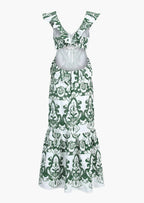 Sukienka maxi haftowana z głębokim dekoltem - Arkadya Outlet - Women Maxi Dress