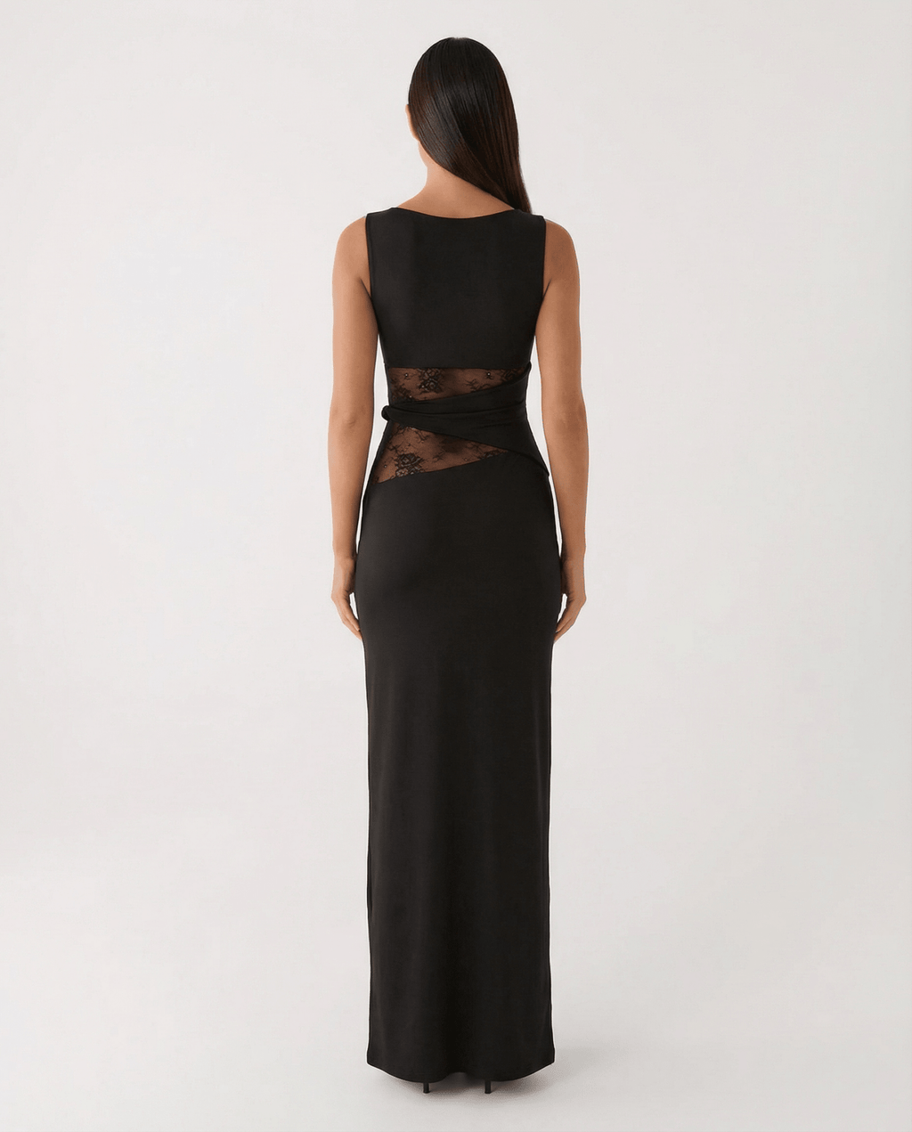 Sukienka maxi koronkowa dopasowana - Arkadya Outlet - Women Maxi Dress