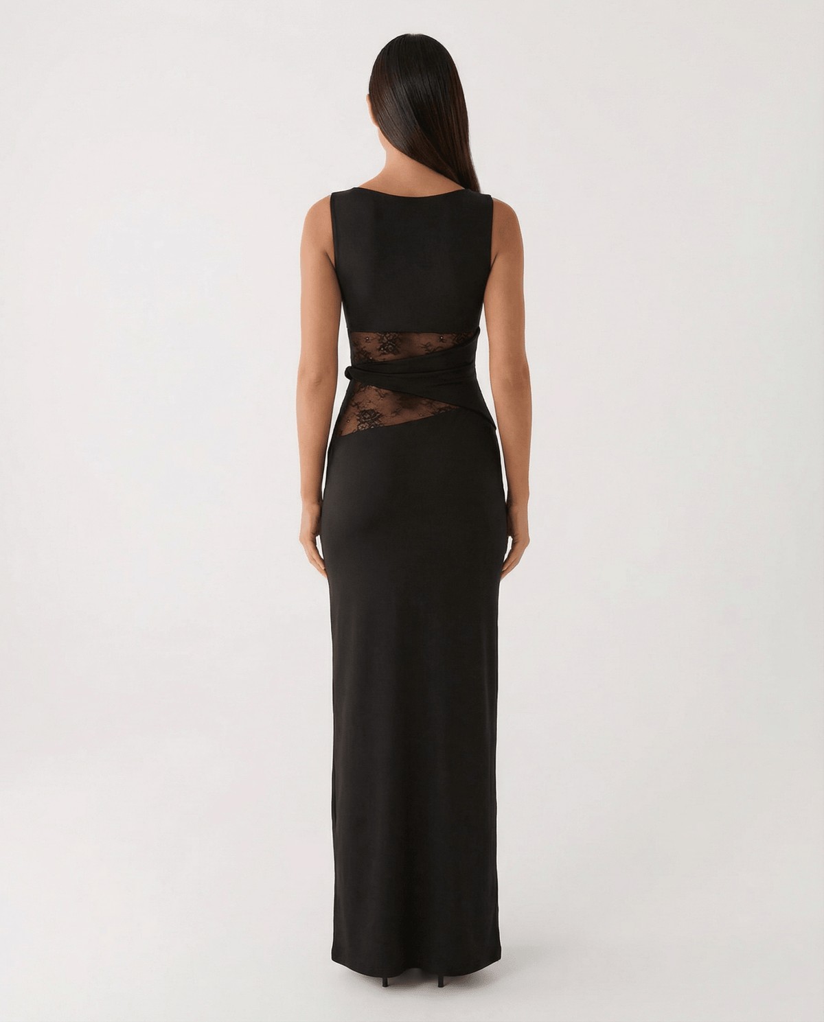Sukienka maxi koronkowa dopasowana - Arkadya Outlet - Women Maxi Dress