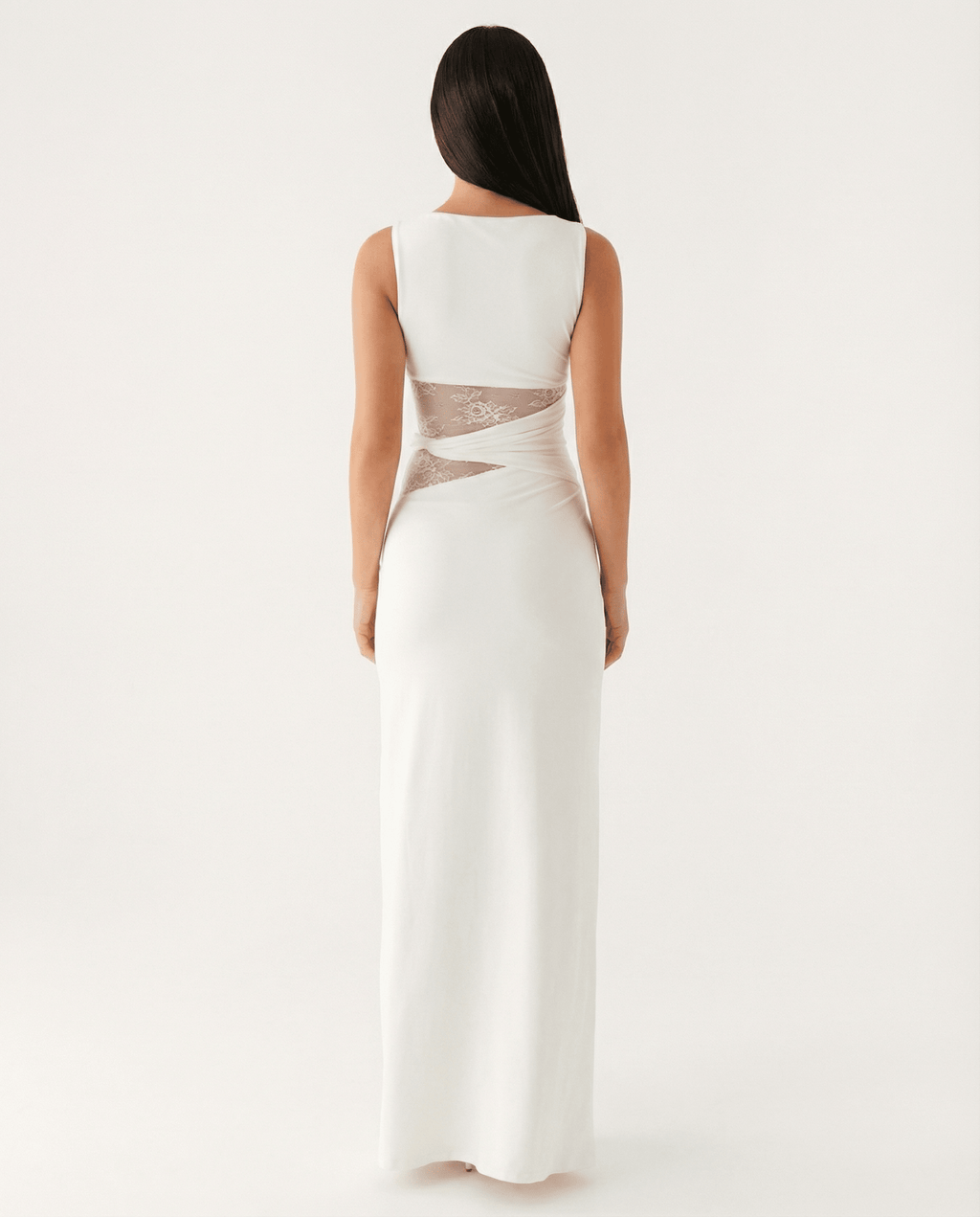 Sukienka maxi koronkowa dopasowana - Arkadya Outlet - Women Maxi Dress