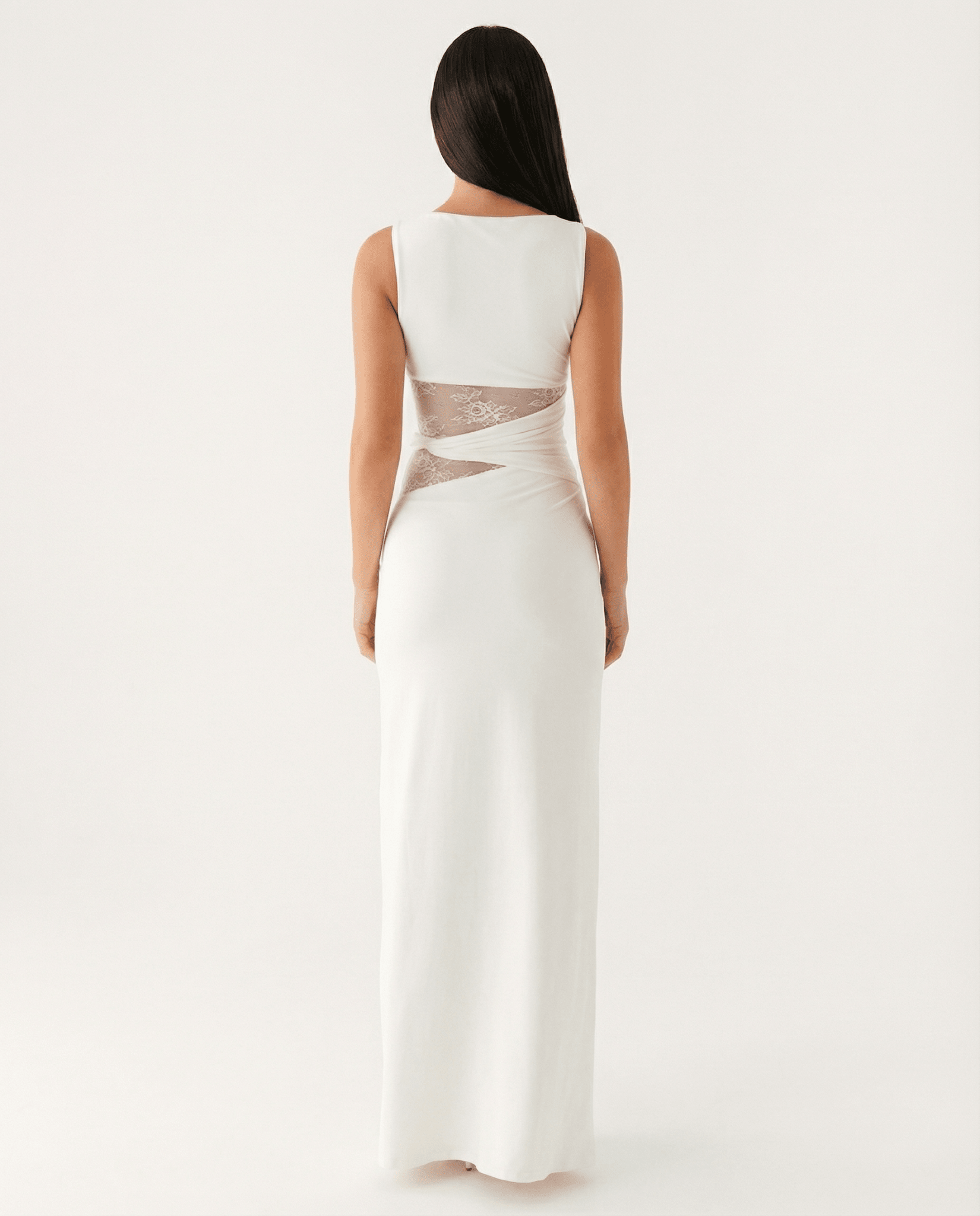 Sukienka maxi koronkowa dopasowana - Arkadya Outlet - Women Maxi Dress
