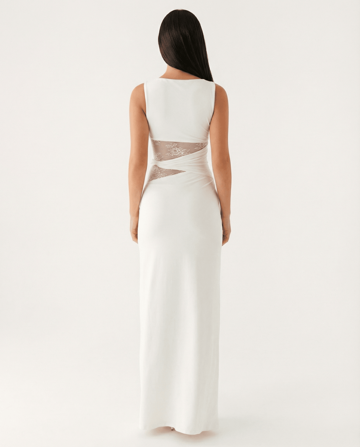 Sukienka maxi koronkowa dopasowana - Arkadya Outlet - Women Maxi Dress