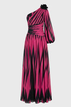 Sukienka maxi na jedno ramię z nadrukiem - Arkadya Outlet - Women Maxi Dress
