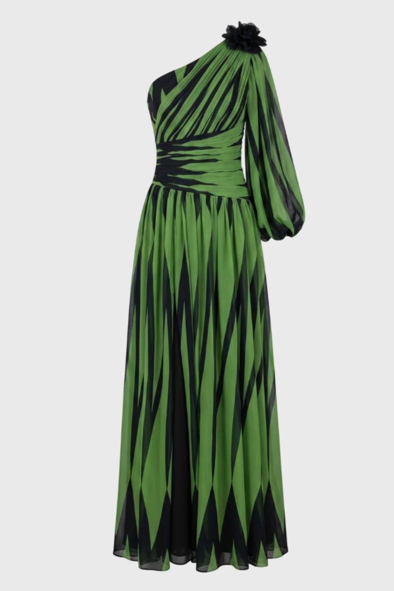 Sukienka maxi na jedno ramię z nadrukiem - Arkadya Outlet - Women Maxi Dress