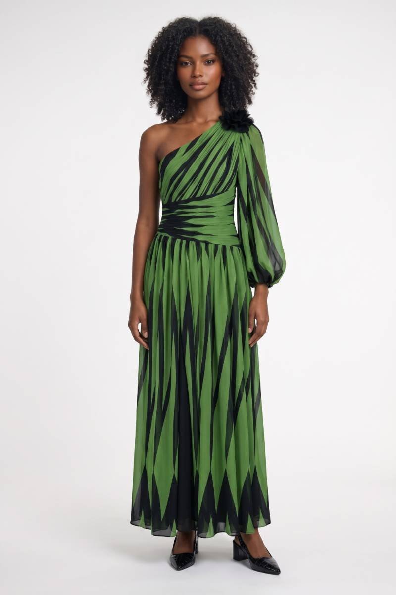 Sukienka maxi na jedno ramię z nadrukiem - Arkadya Outlet - Women Maxi Dress