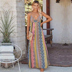 Sukienka maxi o luźnym kroju z odkrytymi plecami - Arkadya Outlet - Women Maxi Dress