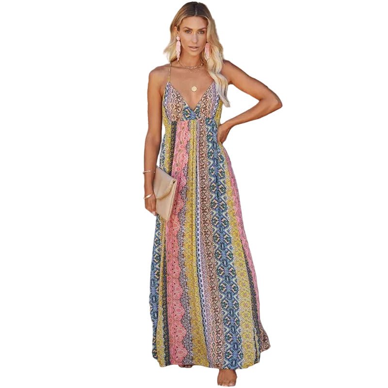 Sukienka maxi o luźnym kroju z odkrytymi plecami - Arkadya Outlet - Women Maxi Dress