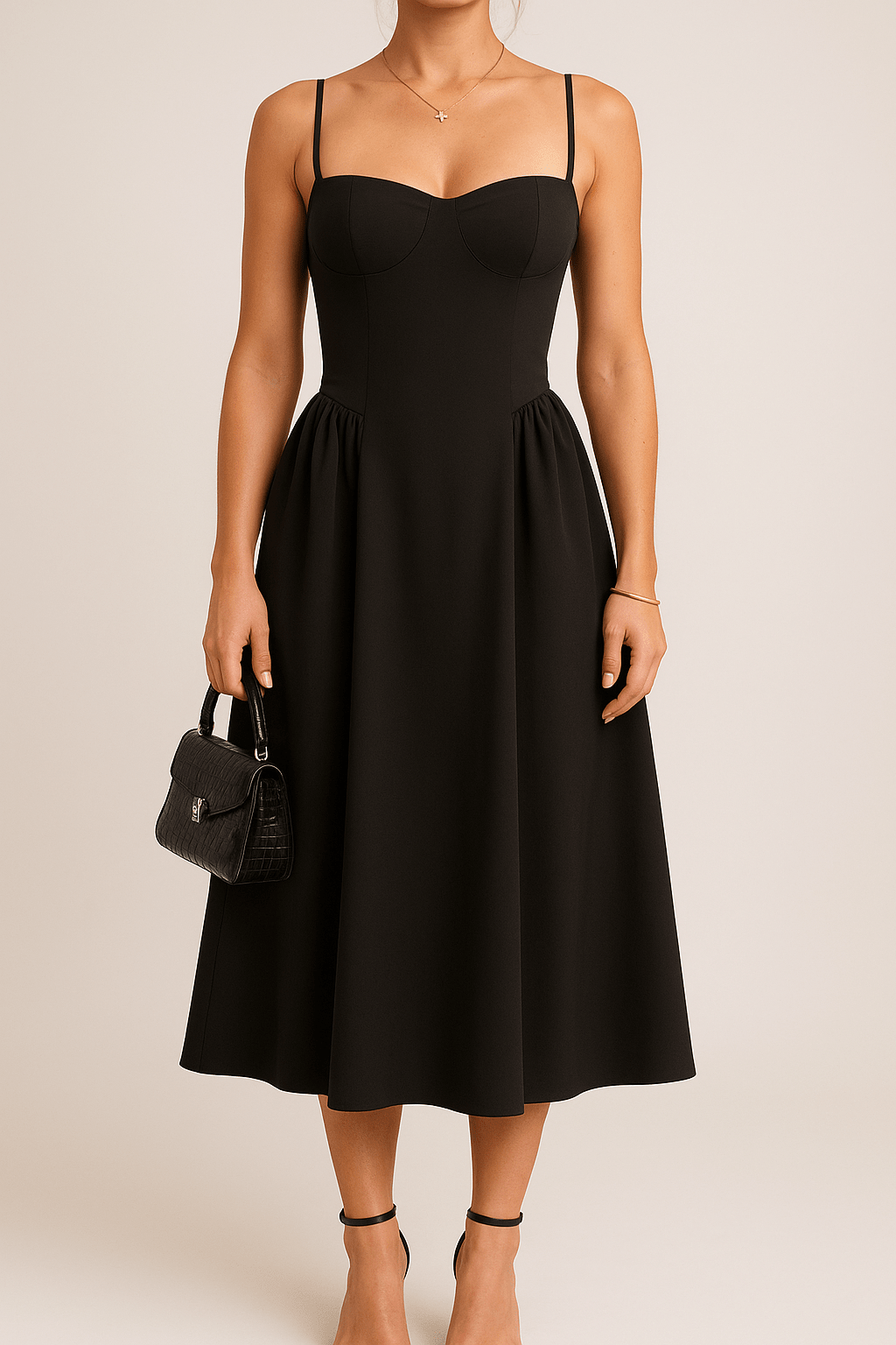 Sukienka maxi plisowana o kroju łyżwiarskim - Arkadya Outlet - Women Maxi Dress