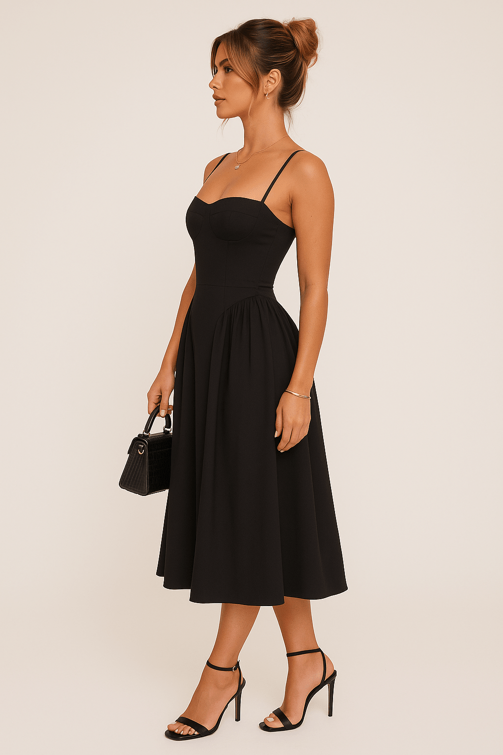 Sukienka maxi plisowana o kroju łyżwiarskim - Arkadya Outlet - Women Maxi Dress