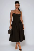 Sukienka maxi plisowana o kroju łyżwiarskim - Arkadya Outlet - Women Maxi Dress