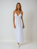 Sukienka maxi z głębokim dekoltem V i odkrytymi plecami - Arkadya Outlet - Women Maxi Dress