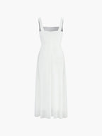 Sukienka midi A - line z kwadratowym dekoltem - Arkadya Outlet - Women Midi Dress