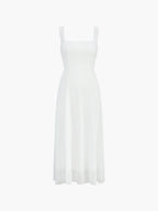 Sukienka midi A - line z kwadratowym dekoltem - Arkadya Outlet - Women Midi Dress