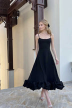 Sukienka midi asymetryczna z falbaną - Arkadya Outlet - Women Midi Dress