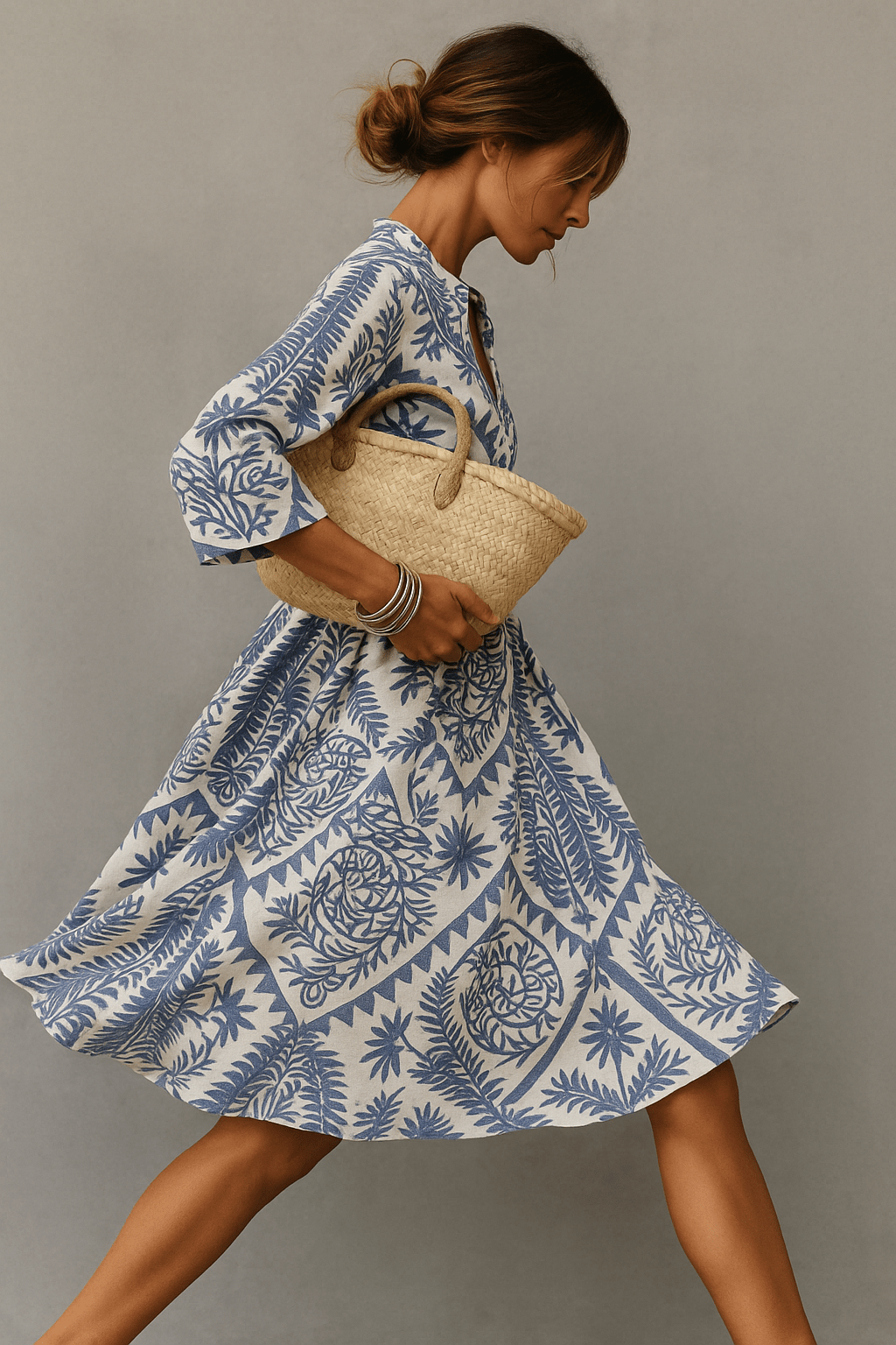 Sukienka midi boho z dekoltem V - Arkadya Outlet - Women Midi Dress